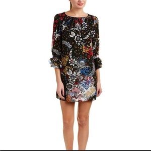 Laundry by Shelli Segal Women Multi Floral Round Neck Knee Length Sheath Dress 6